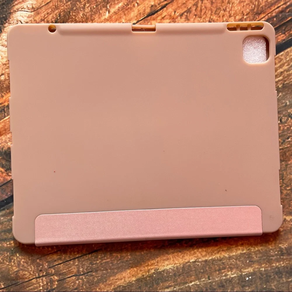 Pink rose gold iPad tablet android fire foldable lid, solid plastic back